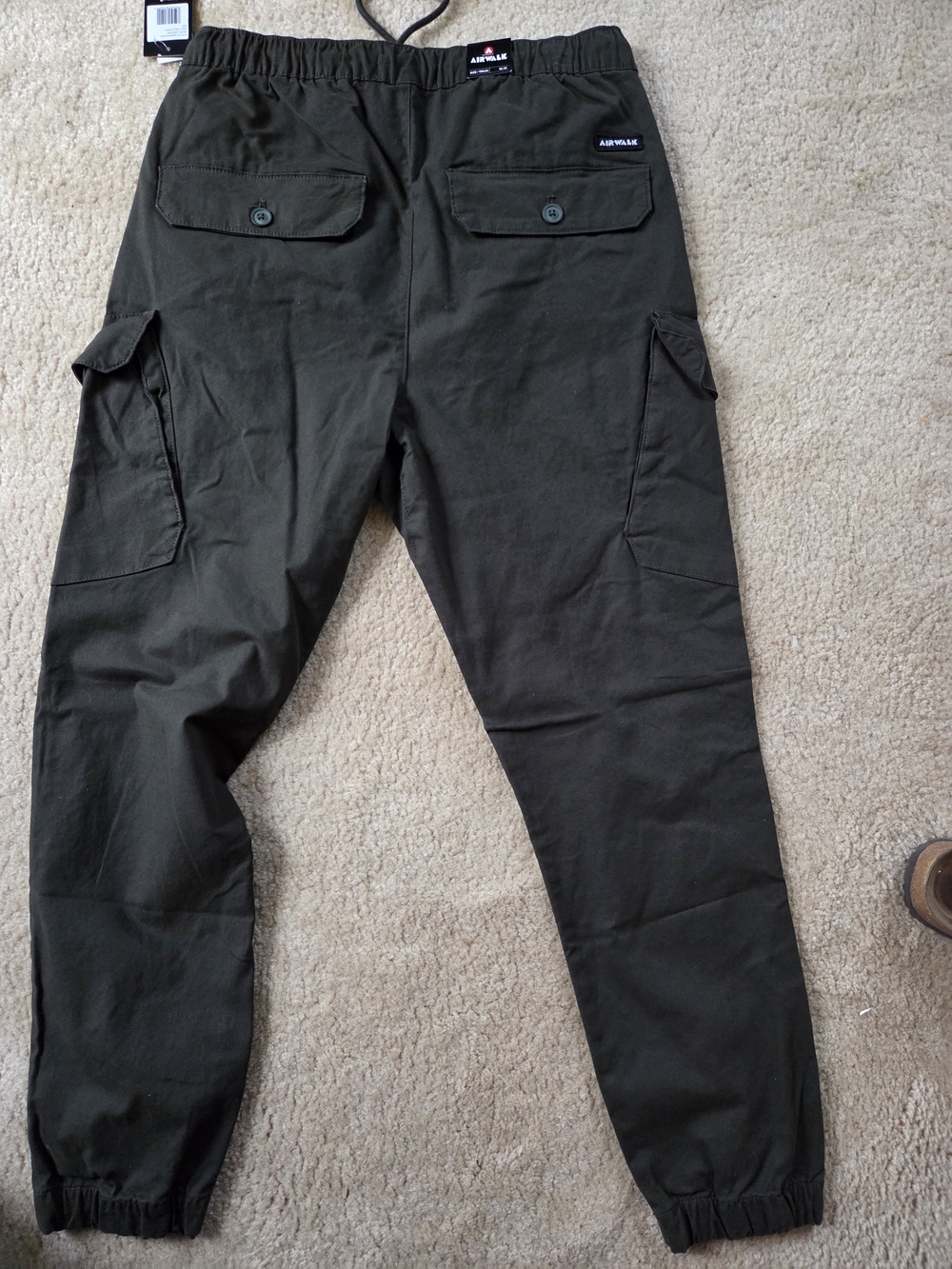 Airwalk Men's Olive Cargo Jogger Pants with Elastic Cuffs